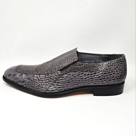 Stacy Adams Parisi Gray Leather Crocodile Embossed Loafers Size 13 Style 24903 - Picture 2 of 12